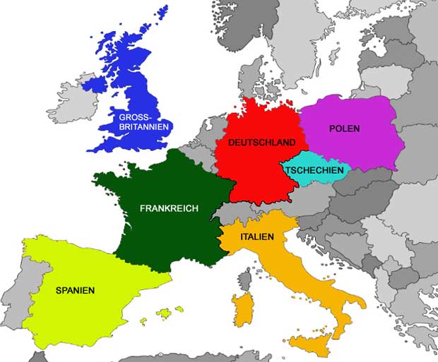 Europakarte als �bersicht.